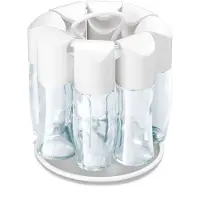 Metaltex - Kruidenrek Draaibaar - Kruidenpotjes - Kruiden Organizer - Wit - 8 Glazen Potjes