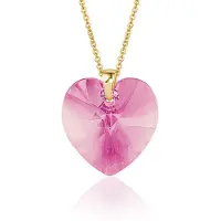 Montebello Ketting Daisy HG563 - Swarovski Hart - 925 Zilver Verguld - Ø18mm - 50cm