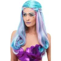 Smiffys - Mermaid Pruik - Blauw/Roze