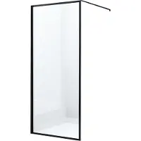Diamond Line Inloopdouche Bailey 100x200cm Antikalk Helder Glas Mat Zwart 8mm Veiligheidsglas Easy Clean