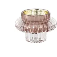 Ptmd collection PTMD Yune Ronde Kandelaar - H8 x Ø9,5 cm - Glas - Roze