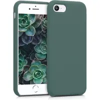 Kwmobile telefoonhoesje geschikt voor Apple iPhone SE (2022 / 2020) / iPhone 8 / 7 - Hoesje met siliconen coating - Smartphone case in blauwgroen