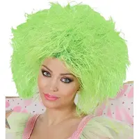 Finidi Clown pruik neon groen voor volwassenen