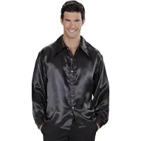 E-Carnavalskleding.nl Carnavalspakken: Disco blouse Bart in zwart