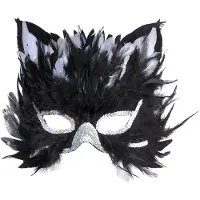 Finidi Oogmasker katje met veertjes