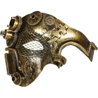 E-Carnavalskleding.nl Steampunk masker bruin goud
