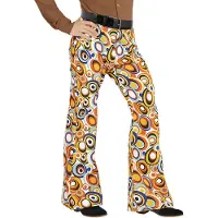 Widmann Hippie Kostuum | Groovy Gandalf 70s Heren Broek, Luchtbellen Man | Large / XL | Carnaval kostuum | Verkleedkleding