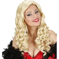 Finidi Carnavalspruiken: Blonde pruik Jenna met krullen