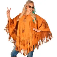 Finidi Mooie suède indianen poncho met slierten-S/XL