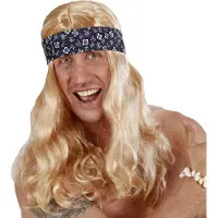 Finidi Mooie blonde Flower power pruik Rob