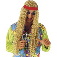 Finidi Carnavalskleding Hippie pruik met hoofdband