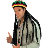 Finidi Carnavalsartikelen Rastamuts met extra lange dread-locks