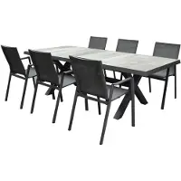AVH-Collectie New Valley New Delhi dining tuinset 224x103xH74 cm 7 delig kruispoot