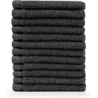 Blumtal Terry Handdoeken Set - 12 x Gezichts Handdoekje - 30 x 30 cm - Antraciet