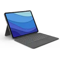 Logitech Combo Touch voor iPad Pro 12.9-inch (5e generatie) Grijs Smart Connector QWERTY Nordic (GEEN, iPad Pro 12,9 2021 (5e Gen)), Tablet toetsenbord, Grijs