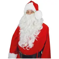 Witbaard Kerstman baard en pruik lang easy (rood en wit)
