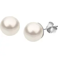 Nenalina - Nenalina Oorbellen Zilveren Dames Parelknopjes met witte synthetische parel