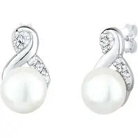 Elli Oorbellen 'Infinity' zilver / parelwit