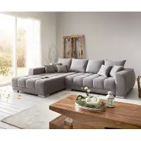 DELIFE Hoekbank Josea 300x220 cm microvezel steengrijs Recamiere links