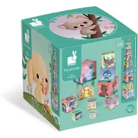 Janod - Stapeltoren - Schattige dieren - 10 Stapelbare kartonnen kubussen
