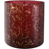 Ptmd collection PTMD Silvy Windlicht Theelichthouder - H16 x Ø15 cm - Glas - Rood Goud