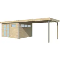 Fjordholz Tuinhuis Lounge 385 x 295 cm + extensie 400 cm stalen dak met anti-condensdoek