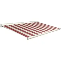 Domasol Knikarmscherm F10 Motor Schakelaar Ral7016 Rood-wit Doek D509 400x250cm