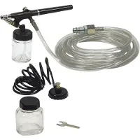 Stanley Airbrush Set 150119XSTN - Aansluiten op Compressor - 15l/min - 3Bar - Airbrush Pistool met Slang, Spiraalslang, Verf Reservoirs - Zwart