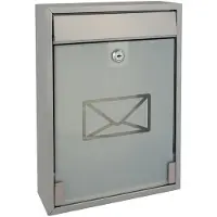 Toolland Brievenbus Milan, wandmontage, glazen front, incl. 2 sleutels, afmetingen (H x B x D) 36 x 26 x 8 cm, zilverkleurig