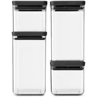 Brabantia TASTY+ vierkante opbergpot set Donkergrijs