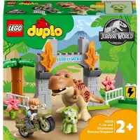 LEGO 10939 DUPLO Jurassic World: Ontsnapping van de T-Rex en Triceratops, dinosaurus speelset voor peuters vanaf 2 jaar