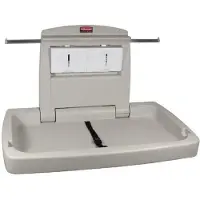 Rubbermaid babyverschoonstation, voor horizontale wandmontage, antimicrobieel, opvouwbaar, plank, houder voor maximaal 40 pads, PP, platinum