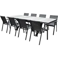 AVH-Collectie New Valley New Delhi dining tuinset uitschuifbaar 204-264x103xH74,5 cm 9 delig aluminium