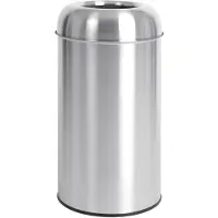 Bolero RVS bullet afvalbak open-top zilver 40L, 64(h)cm