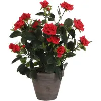 Mica Kunstplant - rozen - rood - in grijze pot - 33 cm