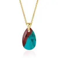 Montebello Ketting Jan DG416 - Swarovski Druppel - 925 Zilver Verguld - 16mm - 40cm