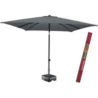 Madison Parasol Rechthoek met voet en hoes | Kantelbare en rechthoekige parasol Grijs | Corsica 200 x 250 cm