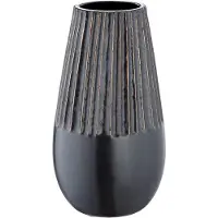 Gilde Boho Vaas "Strips" – Zwart – H 25 cm