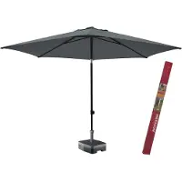 Madison Parasol rond grijs 300 cm met voet en hoes | Elba is een kantelbare en ronde parasol