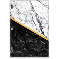 B2Ctelecom Lenovo Tab 10 | Tab 2 A10-30 Tablet Back Cover Marmer Wit Zwart - Origineel Cadeau Man