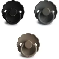 Frigg fopspeen - maat 1 0-6 maanden - 3 stuks - daisy - graphite - portobello - jet black•