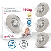 B.K.Licht Ledinbouwlamp 3-delige bad inbouwspot, IP44 beschermd, platte inbouwspots