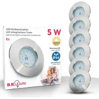 B.K.Licht - Set van 6 LED inbouwspots voor badkamer, 230V, 4,8W, ultradun, IP44, gatdiameter 60mm