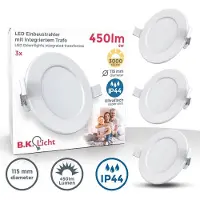 B.K.Licht Ledinbouwlamp 3-delige bad inbouwspot, IP44 beschermd, platte inbouwspots