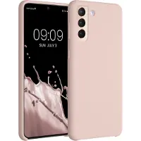 Kwmobile telefoonhoesje geschikt voor Samsung Galaxy S21 Plus - Hoesje met siliconen coating - Smartphone case in kokosmelk