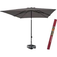 Madison Vierkante parasol met voet en hoes taupe | Moraira 230 x 230 cm parasol vierkant en kantelbaar