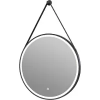 Guido Gusto Ronde badkamerspiegel Tavi met ijzeren band mat zwart met verwarming, LED verlichting en touch sensor 60x60cm