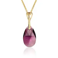 Montebello Ketting Pia DG473H - Swarovski Druppel - 925 Zilver Verguld - 16mm - 40cm