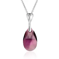 Montebello Ketting Pia DZ573H - Swarovski Druppel - 925 Zilver Gerhod. - 16mm - 50cm