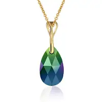 Montebello Ketting Pia DG472H - Swarovski Druppel - 925 Zilver Verguld - 16mm - 40cm